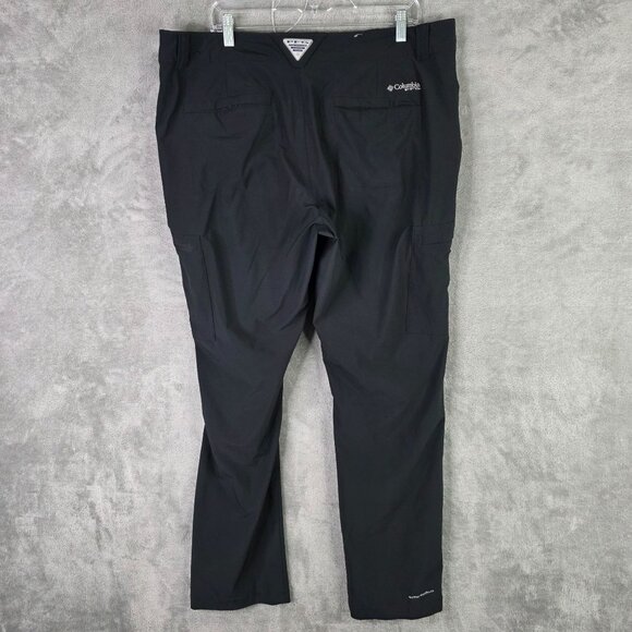 Mens Columbia PFG Black Performance Fishing Cargo Pants Polyester Stretch 38X32 - Picture 5 of 9